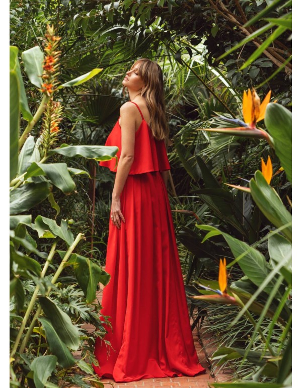 Red strapless ruffle party top 2