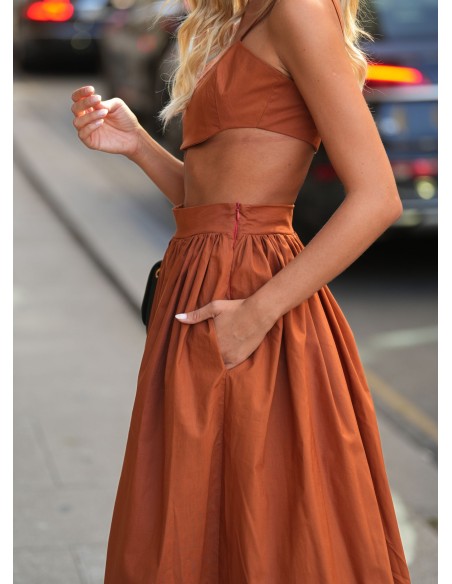 Terracotta short party top with straps