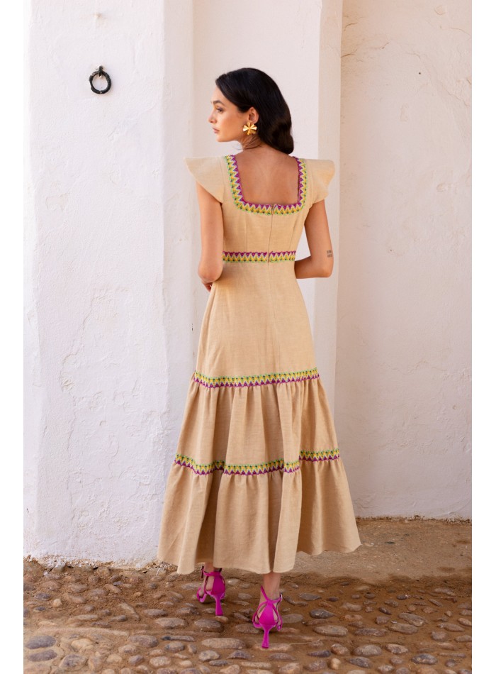 Vestido invitada boda camel GINEVRA