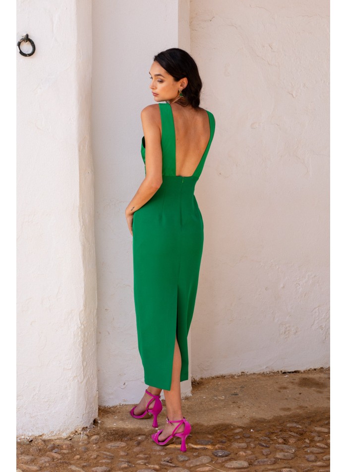Vestido midi para evento con cuello halter