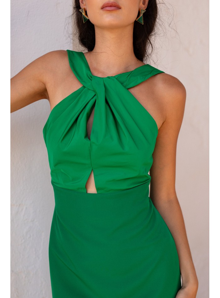 Vestido para evento midi con cuello halter para invitada