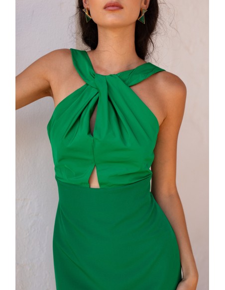 Vestido midi para evento con cuello halter