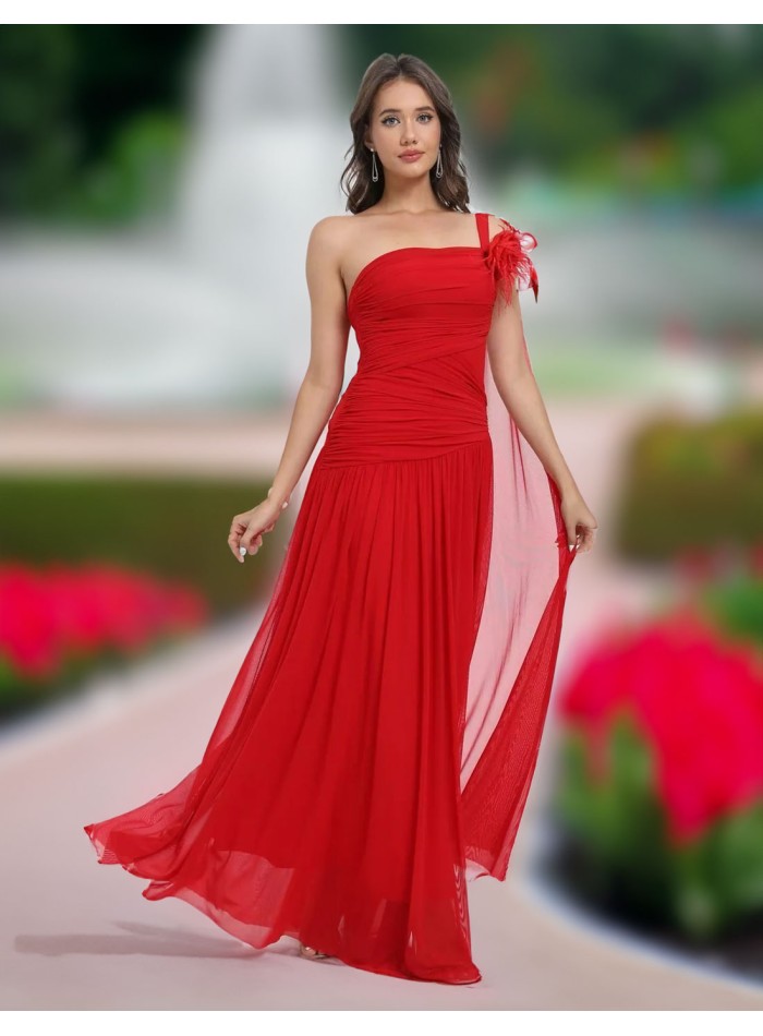 Long gown with draped bodice and cape sleeves