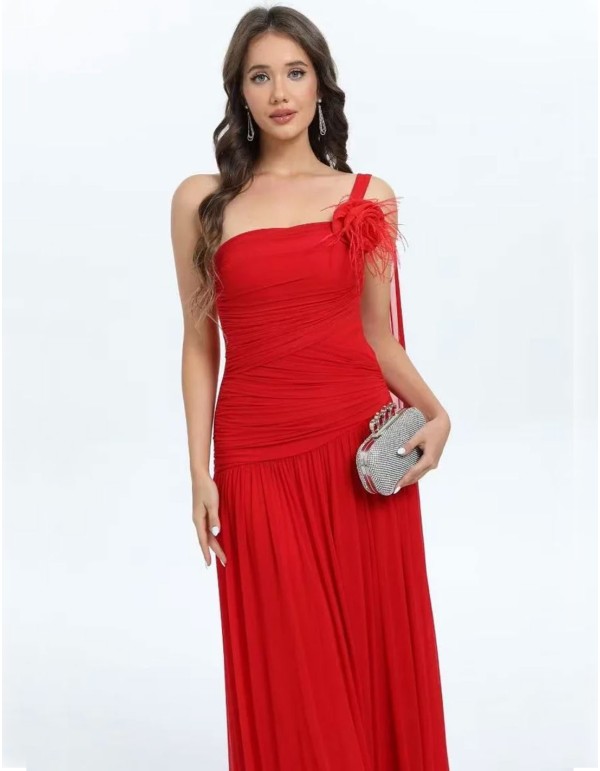 Long gown with draped bodice and cape sleeves 2