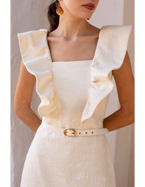 Vestido midi de invitada blanco con estampado 2