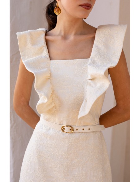 White midi guest dress with flower print