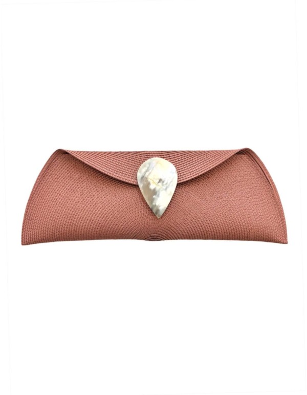 Bolso cobre de rafia sintética con asta lágrima