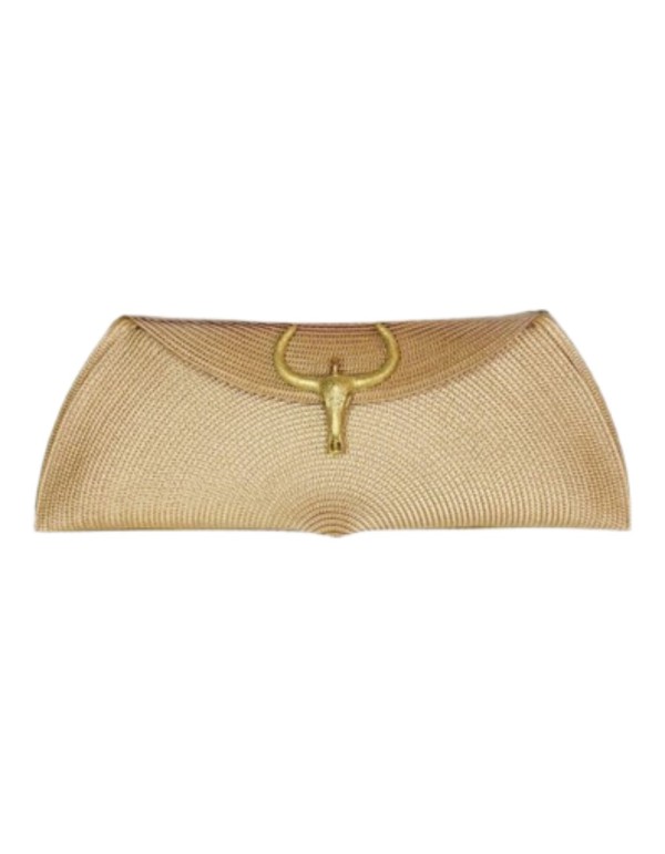 Sac en raphia avec fermoir en bronze