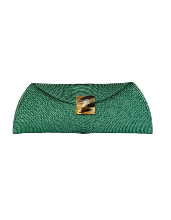 Sac en raphia avec fermeture carrée en corne africaine