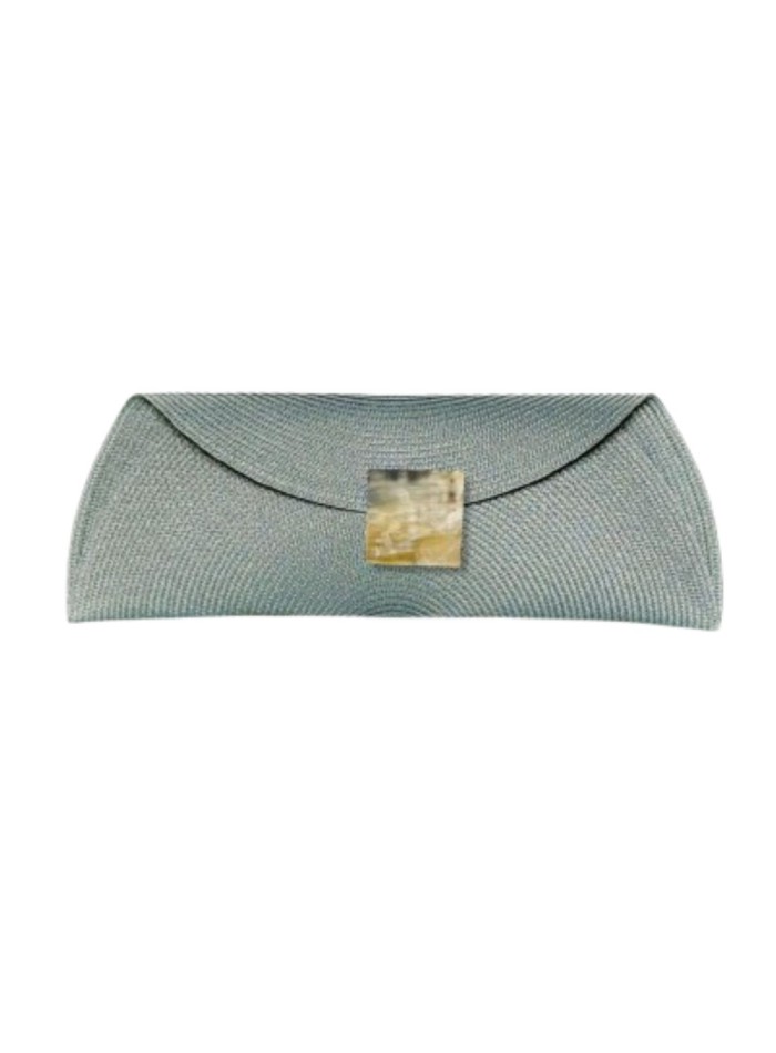 Raffia bag with square African horn closure