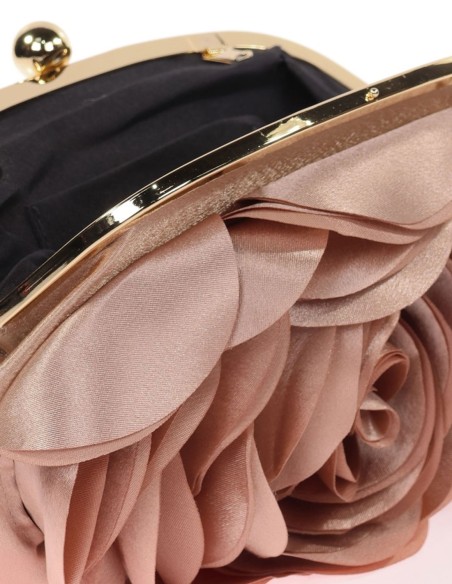 Satin clutch bag with flower