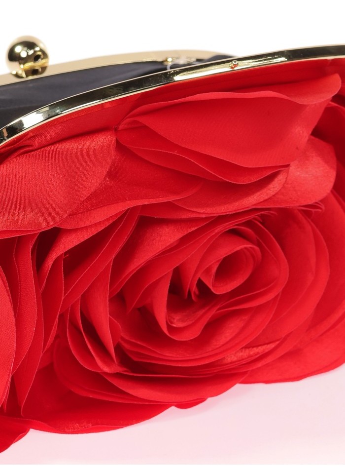 Satin clutch bag with flower