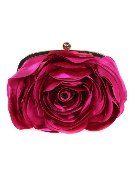 Satin clutch bag with flower