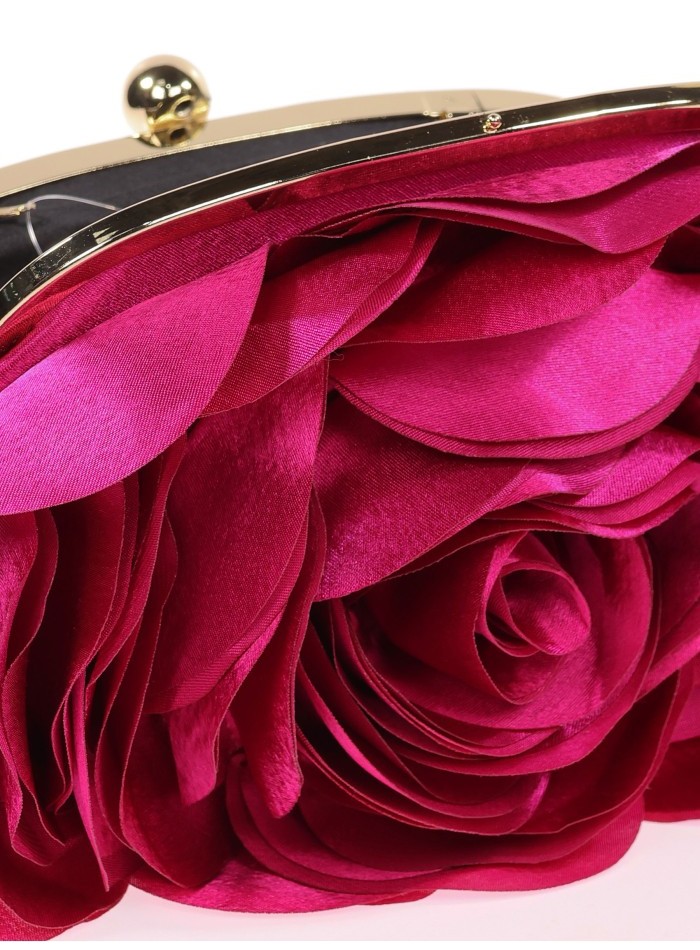 Satin clutch bag with flower