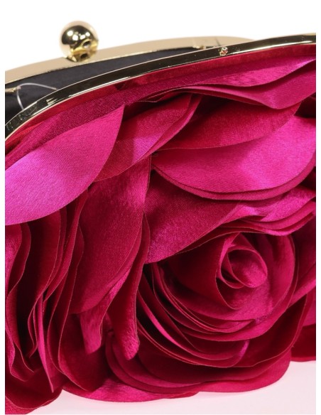 Satin clutch bag with flower