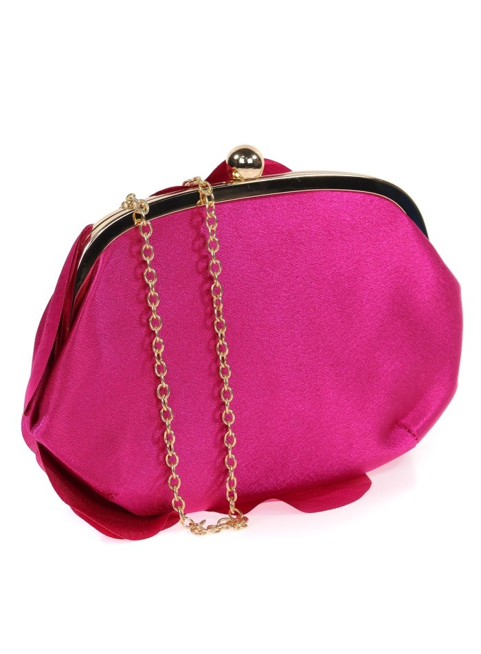 Satin clutch bag with flower