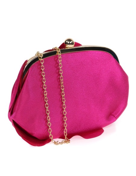 Satin clutch bag with flower