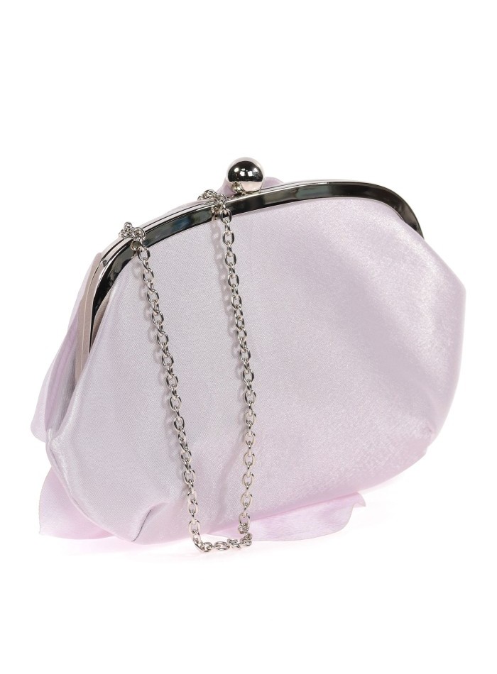 Satin clutch bag with flower