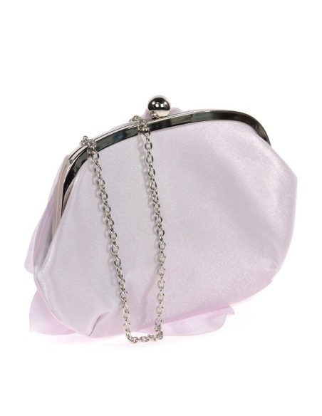 Satin clutch bag with flower
