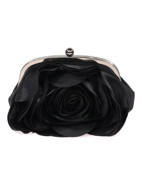 Satin clutch bag with flower