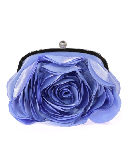 Satin clutch bag with flower