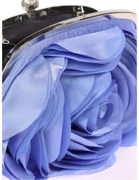 Satin clutch bag with flower
