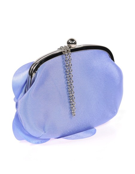 Satin clutch bag with flower