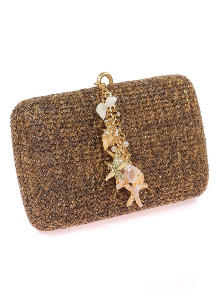 Sac de fête en raphia avec petits coquillages...