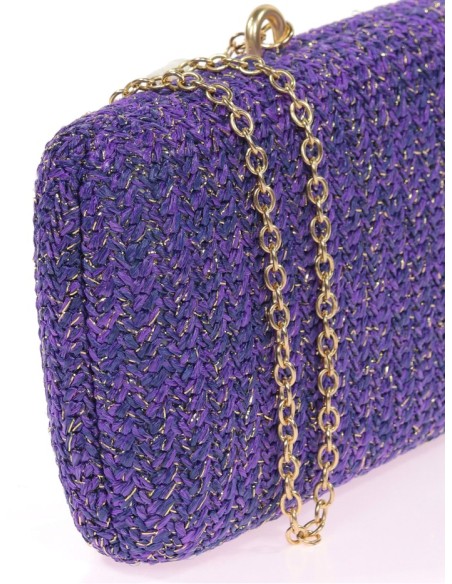 Raffia clutch bag with small shells and conch shells