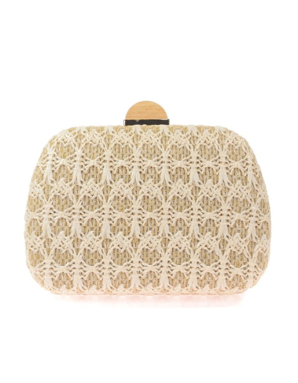 Contrast raffia clutch bag