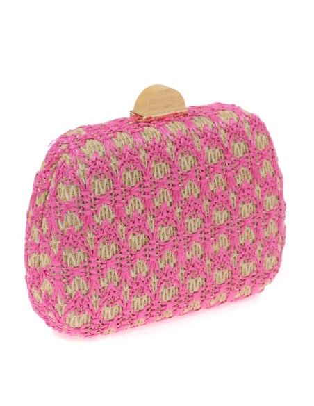 Contrast raffia clutch bag