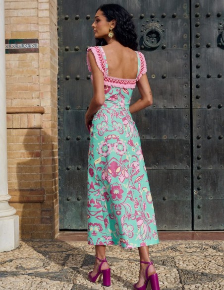 Falda midi estampada con corte evasé