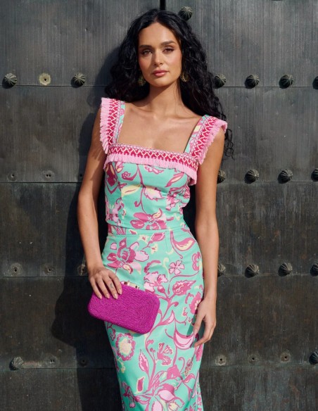 Falda midi estampada con corte evasé