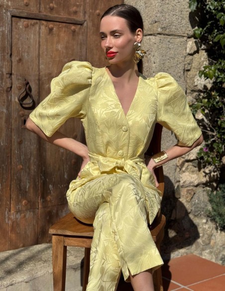 Ensemble top et pantalon à manches bouffantes