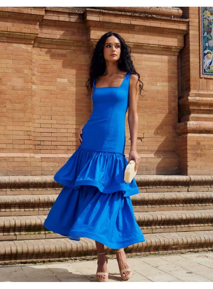 vestido-de-fiesta-midi-con-falda-de-vuelo-y-doble-volante
