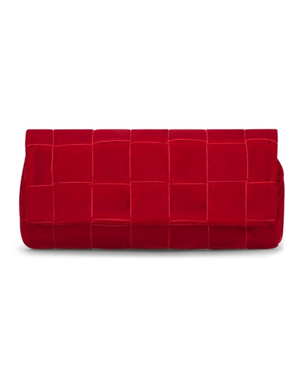 Red handbag in intertwined velvet