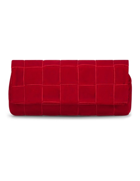 Bolso de mano rojo en terciopelo entrelazado Bolso de mano rojo en terciopelo entrelazado