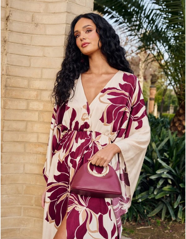 Long floral guest dress with japanese sleeves 2