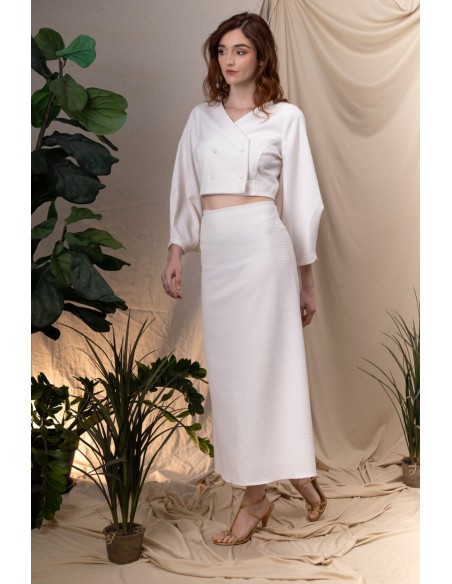 Falda midi de fiesta evasé cruda