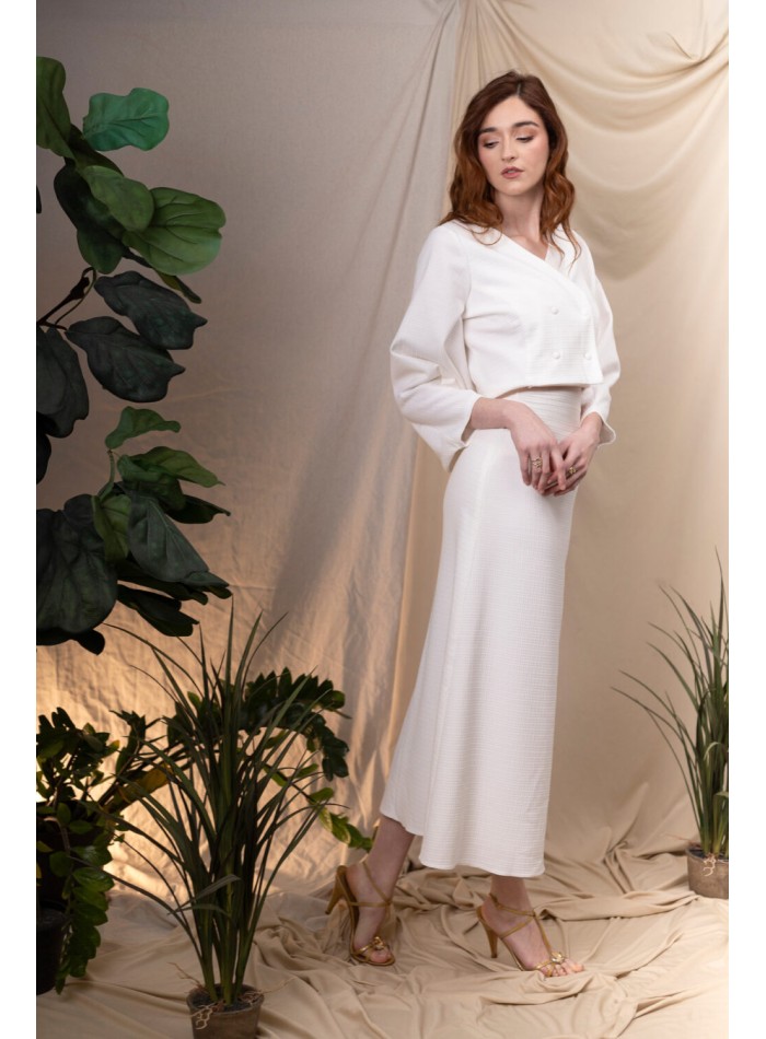 Raw evasé midi party skirt