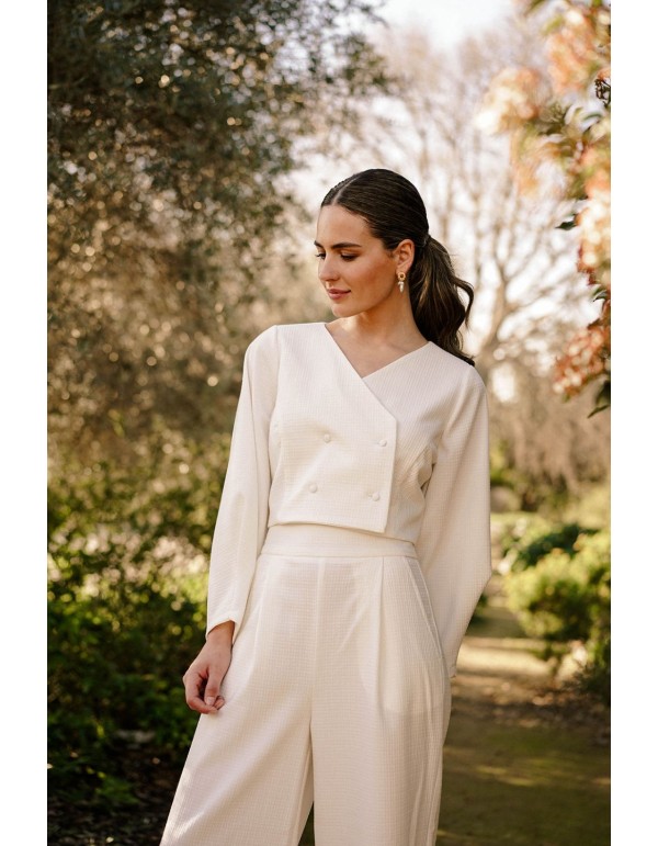 muguet stand collar midi coat (ivory）