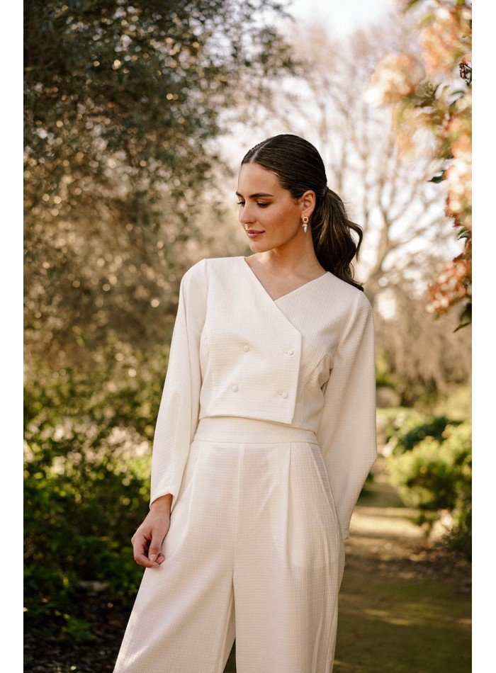 Short double-breasted jacket with buttons and...