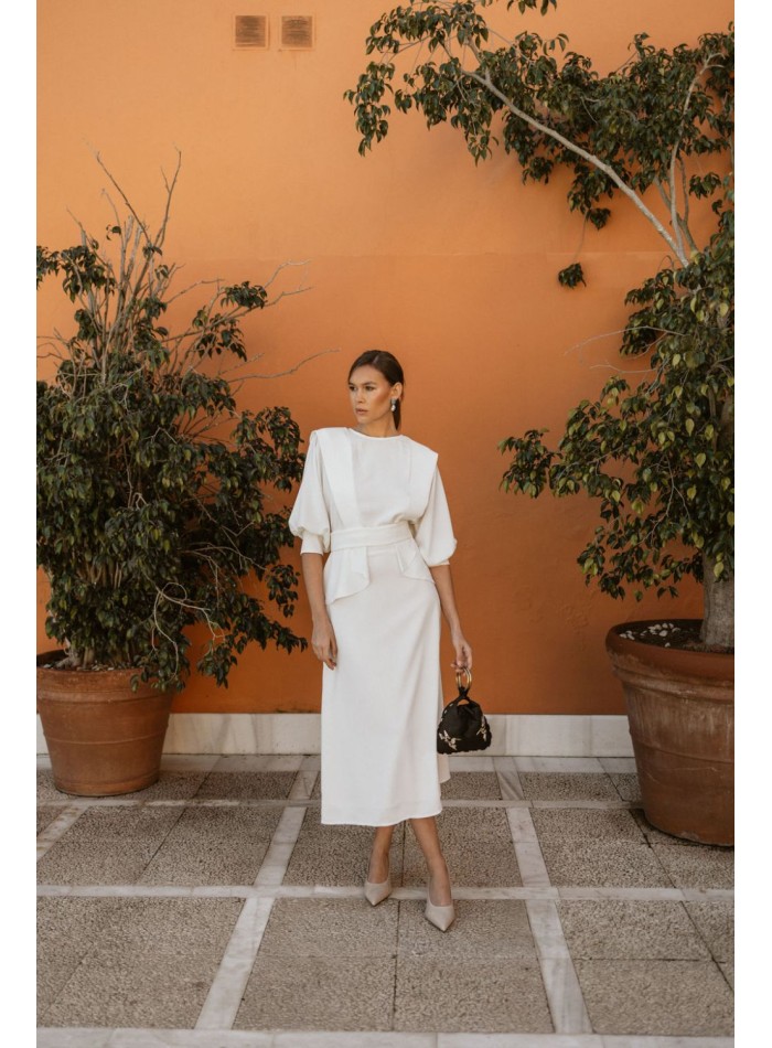 Jupe midi évasée brute