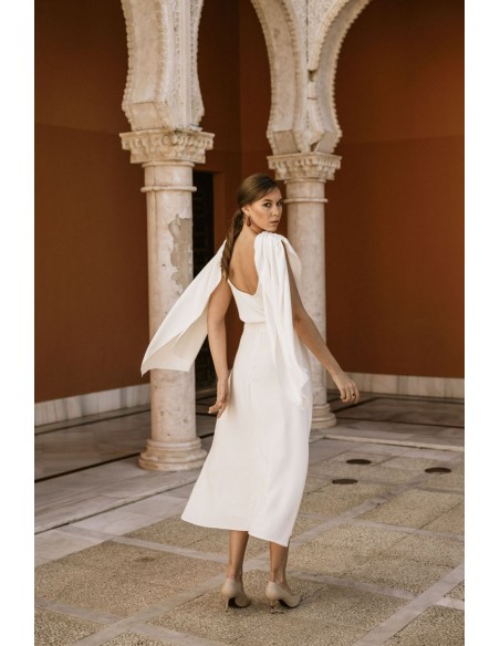 Jupe midi évasée brute