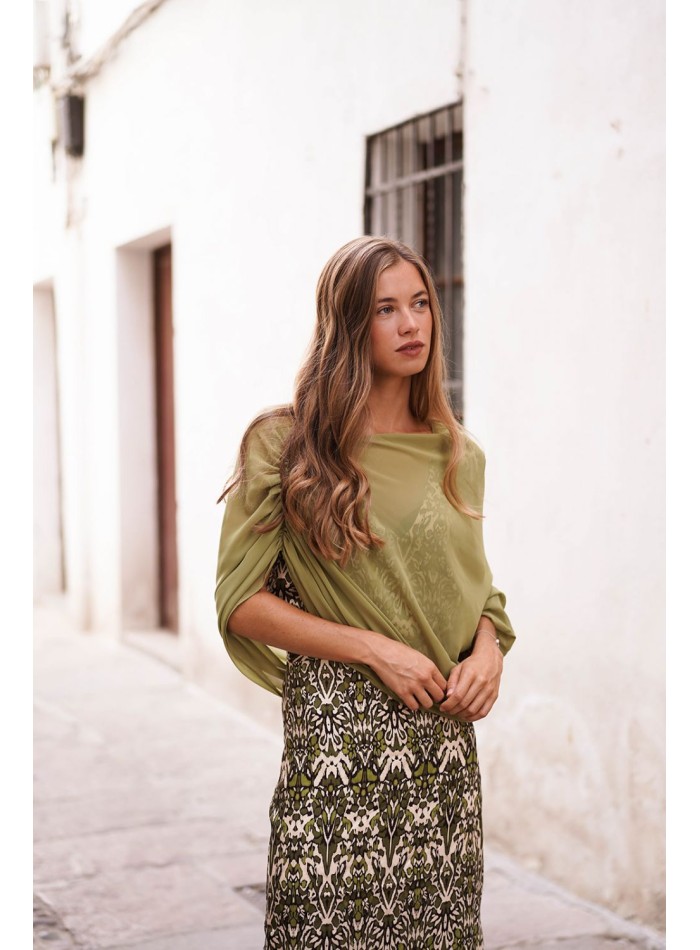 Cape en gaze vert olive