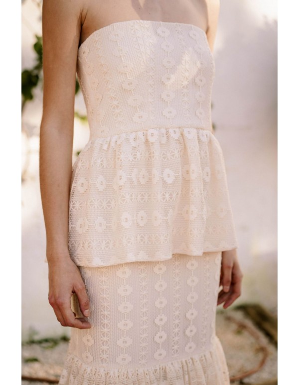 Ivory strapless top with ruffle 2