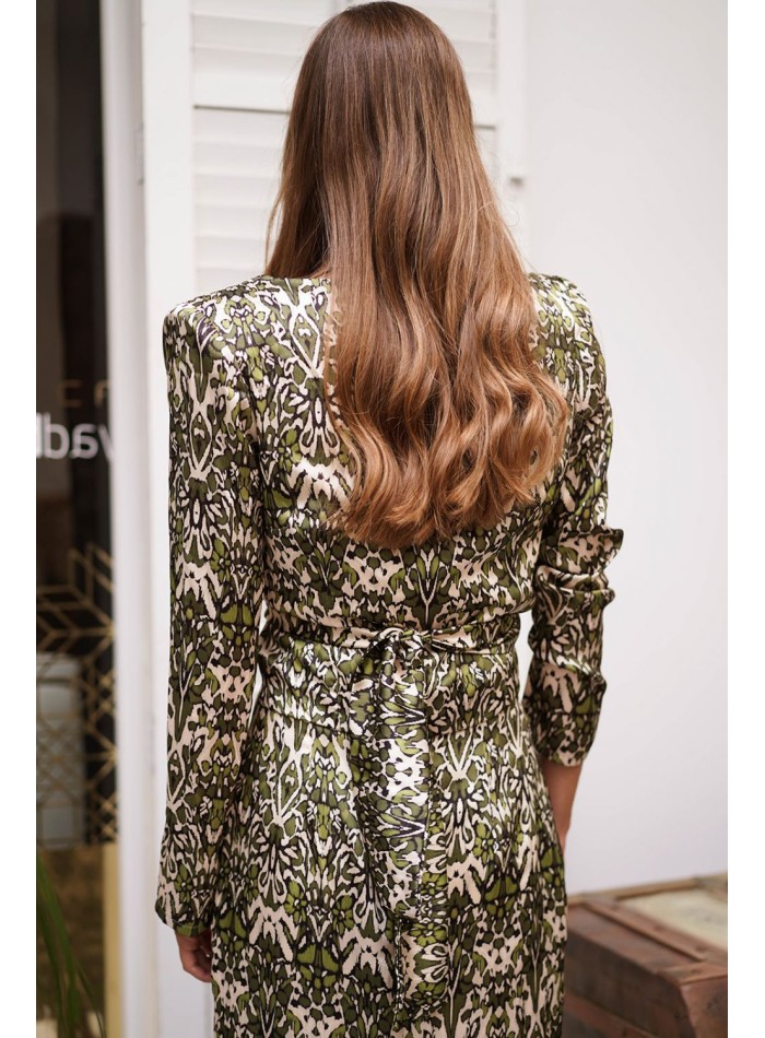 Printed top with long sleeves and knotted lacing