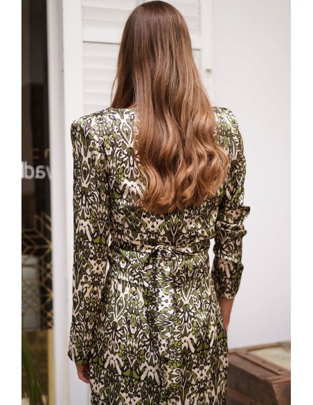 Top estampado de manga larga anudado con lazada para invitadas Top estampado de manga larga anudado con lazada para invitadas