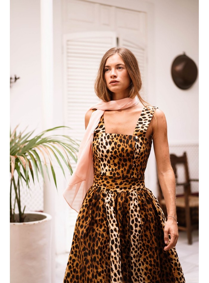 Leopard print wide straps top