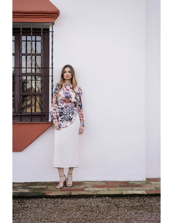 Straight white midi skirt 2